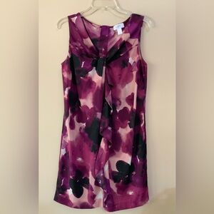 LOFT Berry and Black Floral Dress